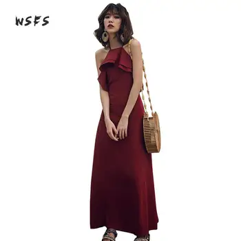 

Summer Wine Red Dresses Spaghetti Strapless Backless Lace Up Women Dress Beach Slim Bandage Sexy Patry Long Maxi Dress Vestidos