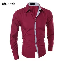 CH. KWOK мужские повседневные рубашки модные классические мужские рубашки с отворотом дышащие Лоскутные с длинным рукавом облегающие