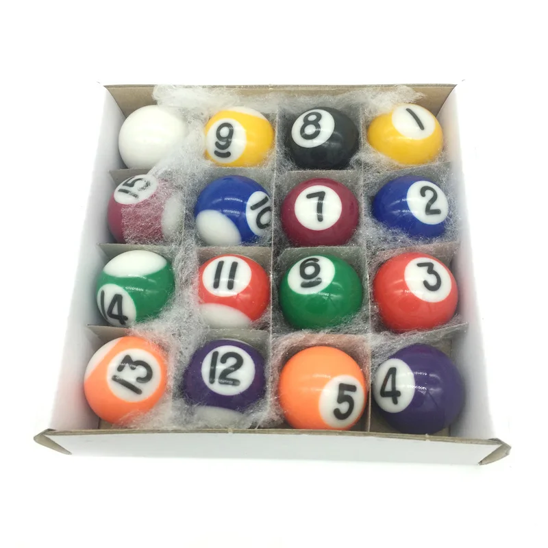 25mm/32mm/38mm full set of kids billiard balls hard resin Children Pool Table 16pcs complete set of balls China