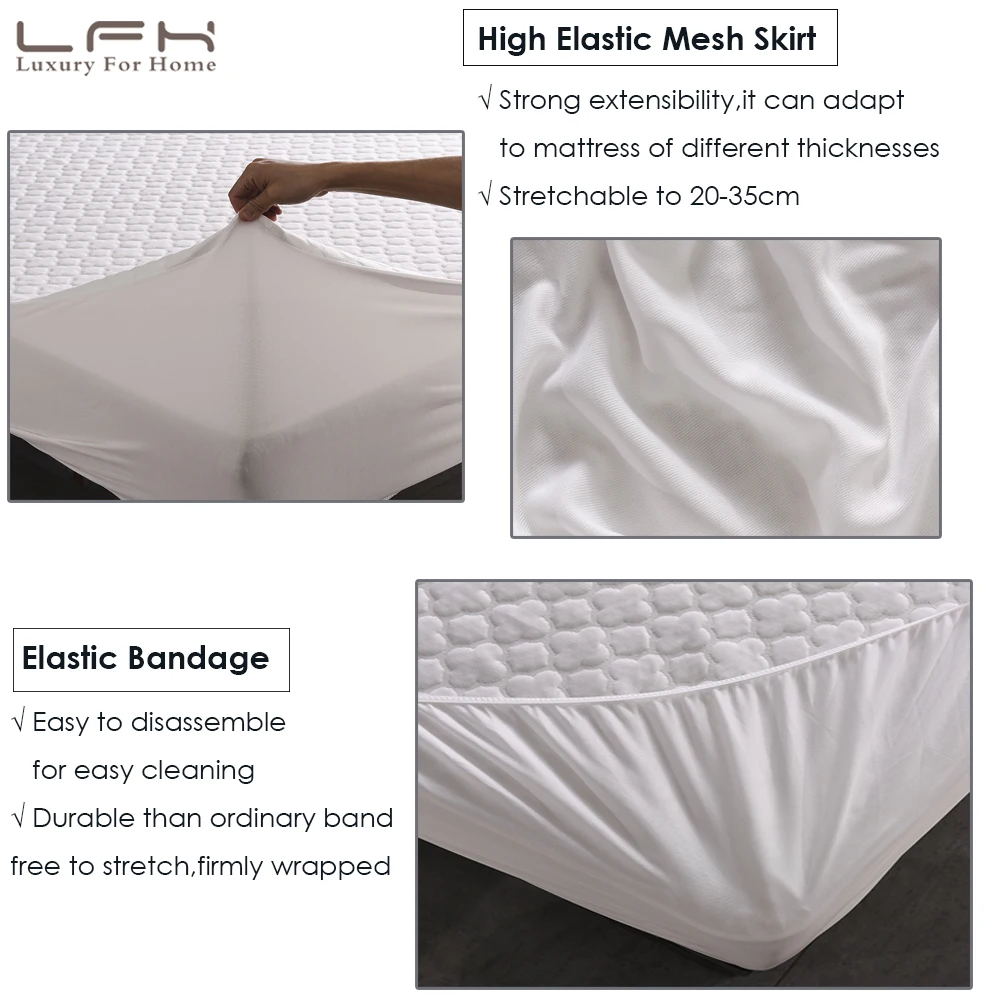  LFH Waterproof Mattress Pad Cover Jacquard Cloud Fabric Mattress Topper Waterproof Bed Cover For Ma
