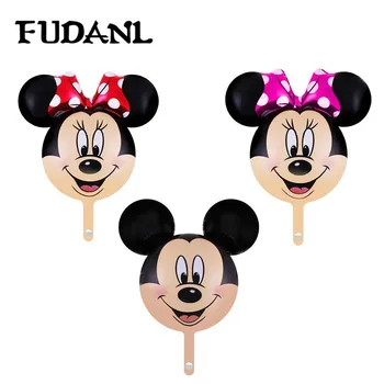 

50pcs Mini Mickey Minnie Head Foil Balloon With Red Bowkhot Cartoon Happy Birthday Wedding Party decorations kids toys balls
