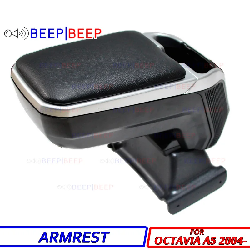 Armlehnen-Box Für Skoda Octavia 2020-2025 - PU Leder Aufbewahrung Mit Komfortfunktion