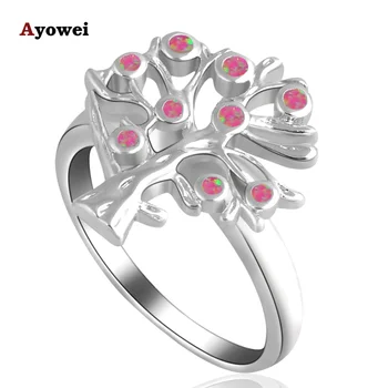 

AYOWEI Shining ring brand design fashion jewelry Purple fire Opal 925 Silver Rings fashion Opal jewelry USA sz #7#8 #9 OR580A
