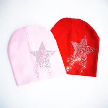 Детская осенняя шапка со звездами и бриллиантами для маленьких девочек, шапка для мальчиков, Детская Хлопковая шапочка, детская шапка для маленьких мальчиков, шапка для малышей