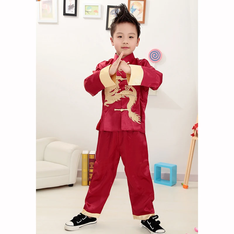 ActhInK/Новинка для маленьких мальчиков вышивка дракон китайский традиционный костюм бренд с длинным рукавом Тан костюм для деловой костюм для мальчиков, MC085