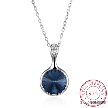 

SMTCAT Round Pendant Necklace Blue Crystal From Necklace Pendant For Women Fashion Wedding Fine Jewelry Gift