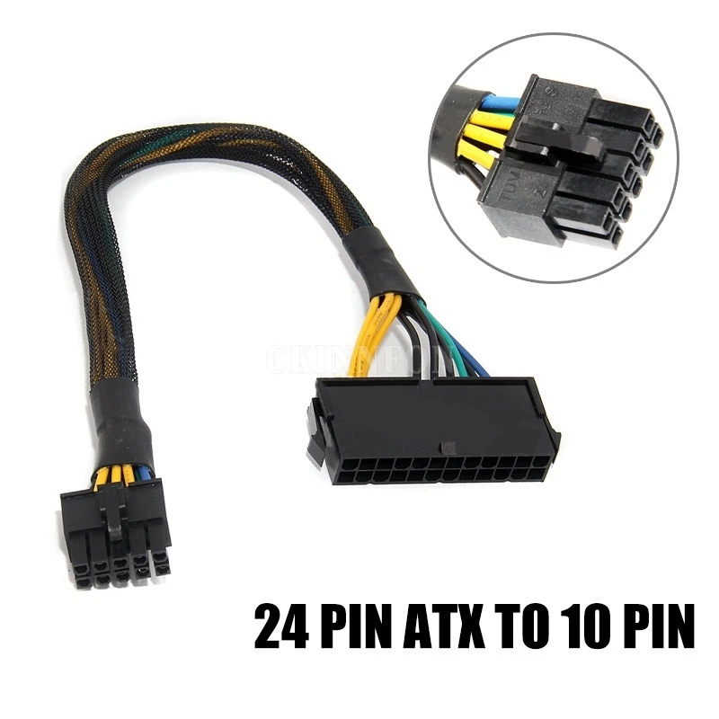 200pcs/lot Atx 18awg 30cm 24pin Female To 10pin Male Adapter Convert