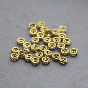 

10PCS Wholesale Gold-Color Circle Round Rhinestone separate beads Metal Fittings for Accessory DIY Machining parts Design 6mm