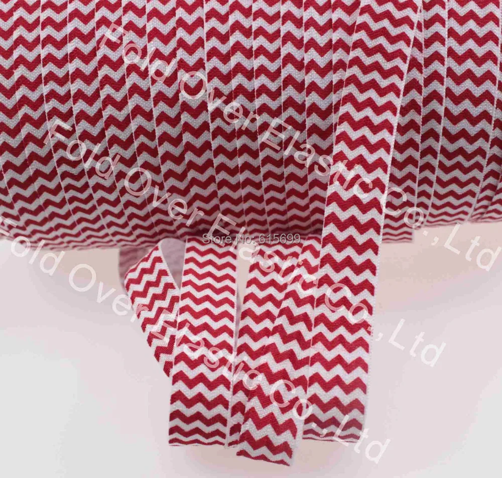 

Eco-friendly elastic yard printed fold over elastic 100 yards/roll #250 red 5/8 inch FOE printed Royal ribbon free shipping