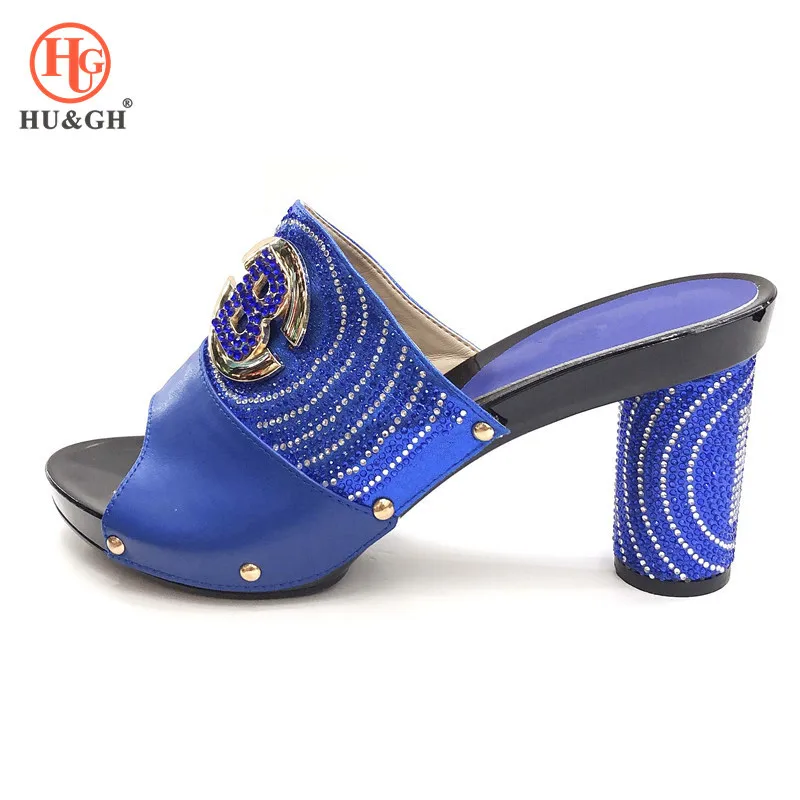 

2019 Italian Nigerian Party Shoes Without Bag Set Royal Blue Fashion Slippers Wedding African Shoes Not Matching Bag Set Wedding