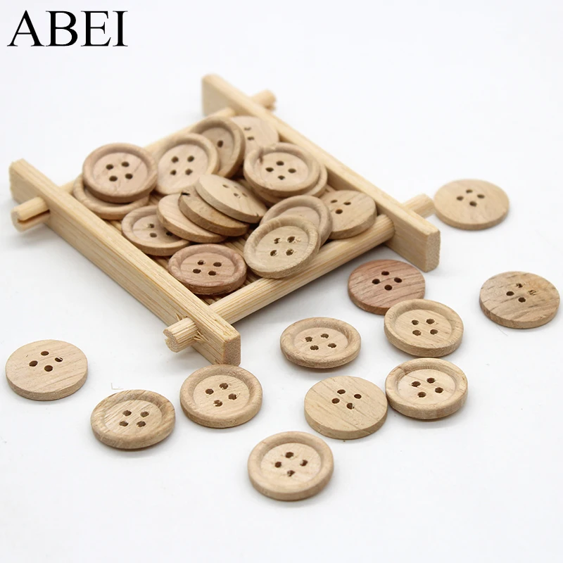

100pcs/lot 18mm Natural Wooden Round Buttons For Clothes Garment Embellishment Diy Sew Apparel Accessories Handmade Ornaments