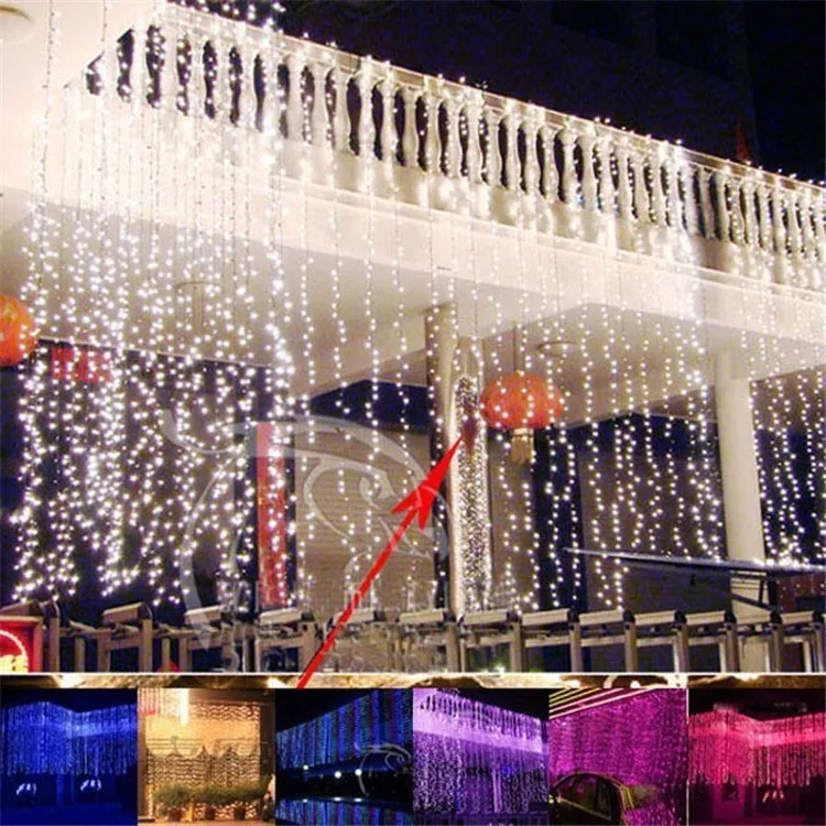 10 м x 3 м светодиодный мерцающий свет 1000 светодиодный Рождественский Сказочный фон для свадебных занавесок Вечерние огни 110 В 220 В