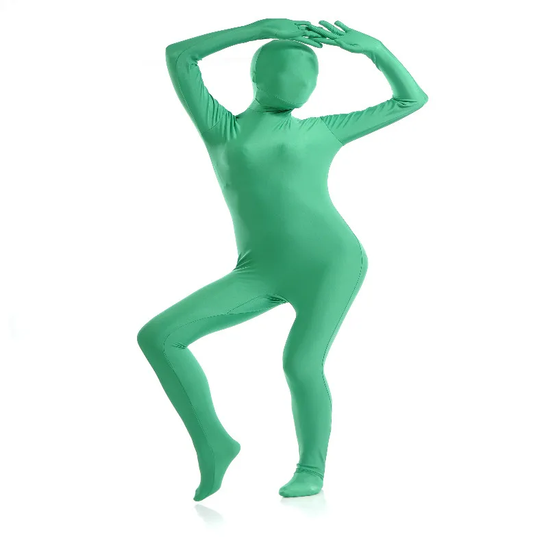 green Взрослый костюм Zentai из лайкры на все тело, на заказ, для Хэллоуина, для женщин, вторая кожа, облегающие костюмы, спандекс, комбинезон из лайкры, костюмы для косплея - Цвет: green