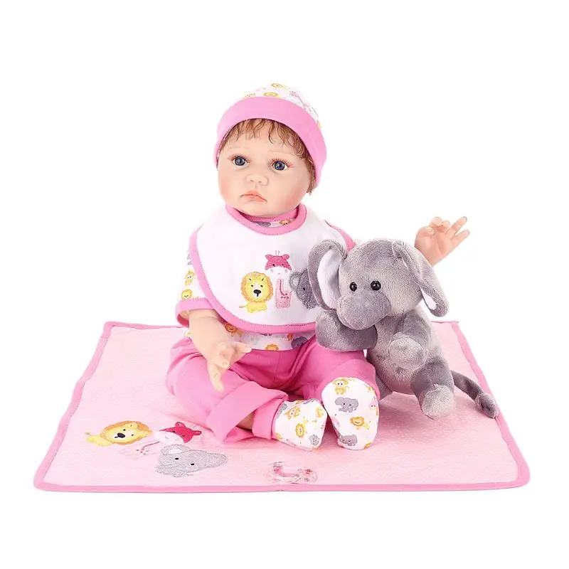

55cm Silicone Doll Lifelike Baby Simulation Doll Mini Yellow Duck Blanket Cute Toys for Kids Playmate Newborn Baby Gift