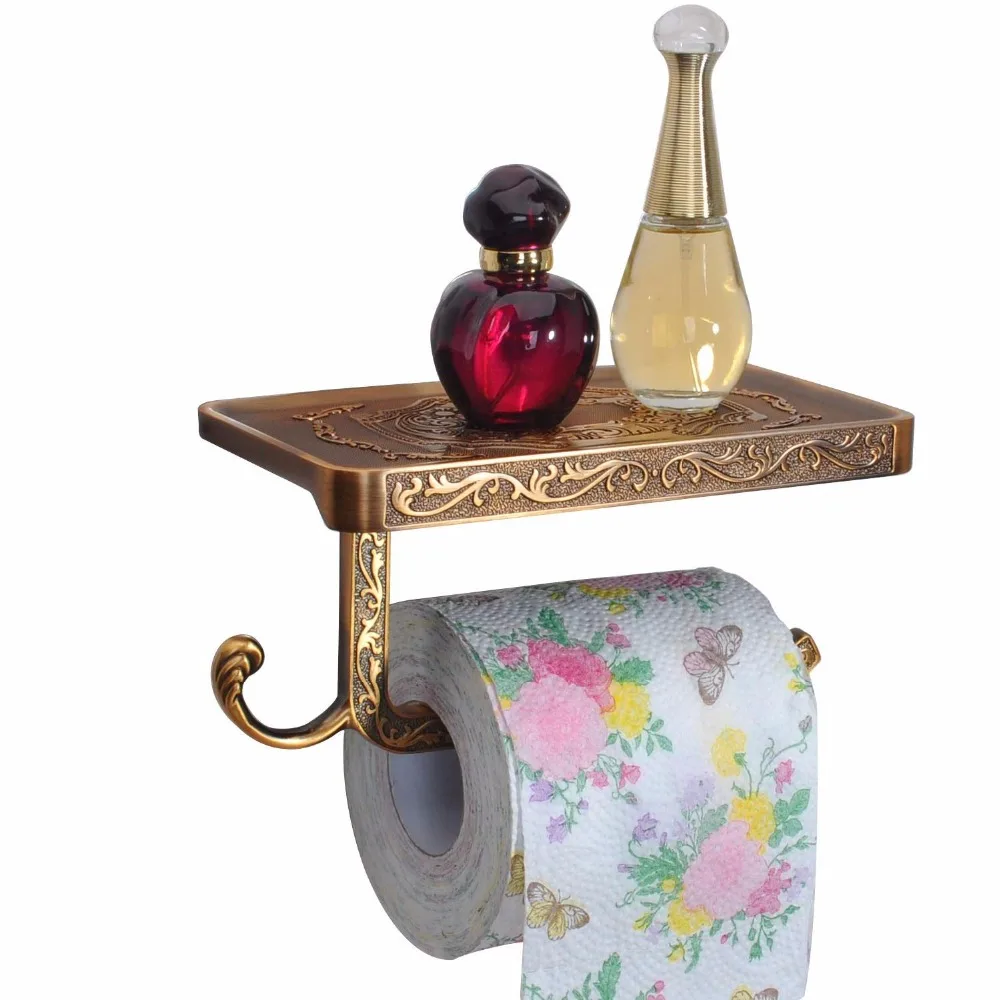 Полки для ванной комнаты антикварные BrassCarving туалетный рулон тканевая бумажная стойка с телефонной полкой настенный держатель для ванной бумаги крюк