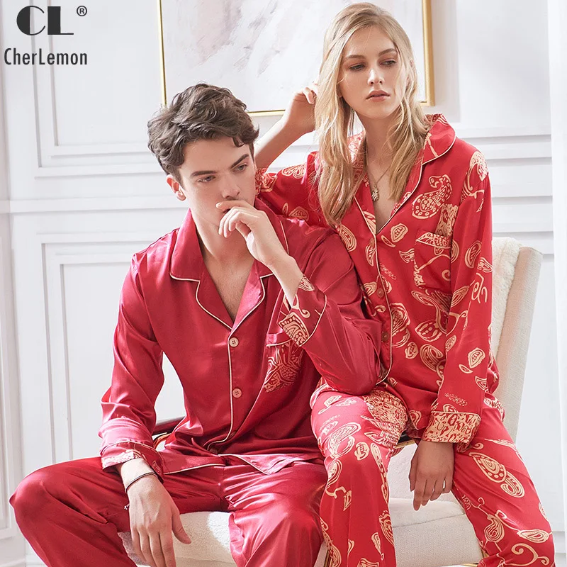 Womens Mens Satin Dressing Gown Robe Sleepwear Pyjamas Couple Set Long Pajamas