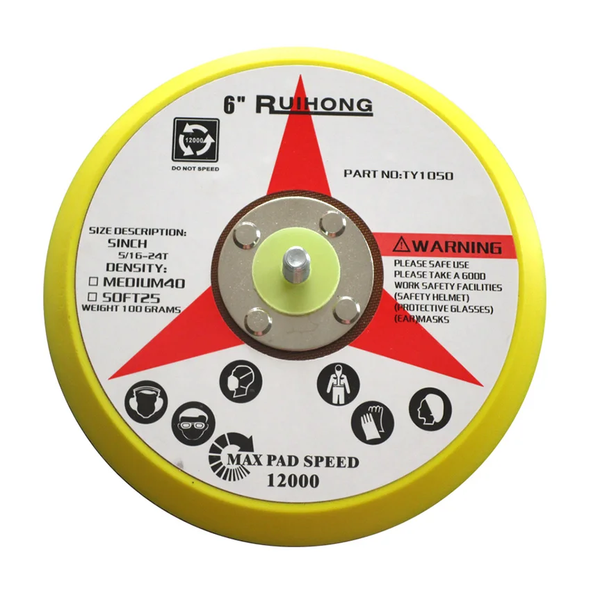 

6 Inch Sanding Pad 5/16"-24 Thread Hook & Loop Sanding Disc Backing Pad Power Sander Parts & Accessories
