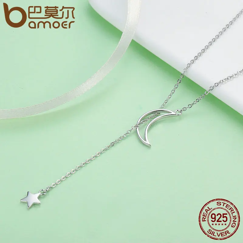 Женская цепочка из серебра 925 пробы с Луной и звездами|fashion necklace|necklace fashionnecklaces for