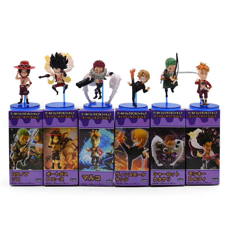 

6 pcs/lot Anime WCF One Piece Luffy Katakuri Zoro Sanji Charlotte Katak Ace Marco PVC Mini Action Figure Brinquedos Model Toy