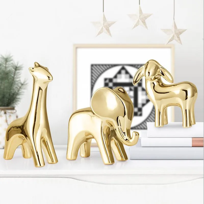 Goede Hot Golden plated Keramische Leuke Dier Decoratie Home Decoratie Ambachten Aardewerk Galvaniseren valentijnsdag Gift