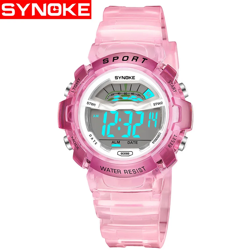 PANARS детские часы, подарок, цифровые многофункциональные водонепроницаемые наручные часы для мальчиков, спортивные детские часы, часы montre enfant - Цвет: Pink