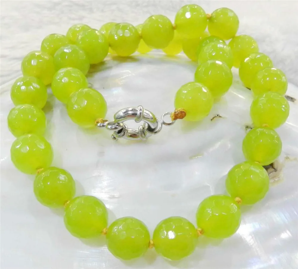 

shipping Beautiful 10mm Faceted Peridot Necklace 18"AAAAAA011
