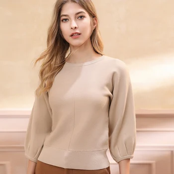 

Soft Cashmere Puff Sleeve Sweaters and Pullovers for Women Warm Spring Autumn Winter Fluffy Jumper Female Brand Jumper