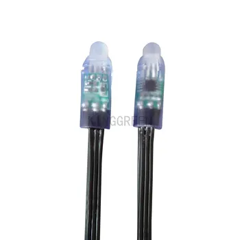 

1000X 12mm DC12V input BLACK cable WS2811 RGB dream color addressable pixel led string light with F8 straw hat LED free shipping
