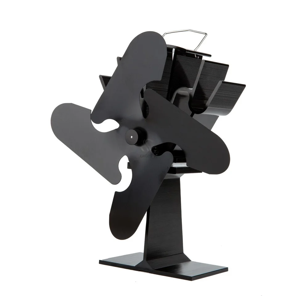 16% Flue Saving Heat Powered Stove Fan 4-Blade Black Aluminum Wood Burning  Stove Fan - AliExpress