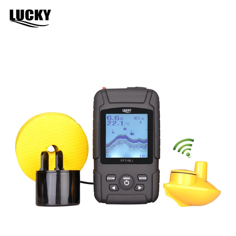 LUCKY 328ft 100m depth Fishfinder Sonar Transducer 2 in 1 Wired Wireless Sensor Portable Waterproof Fish