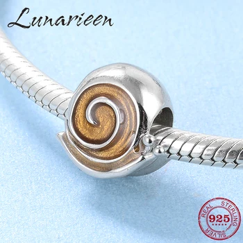 

Spring orange Enamel Snail beads 925 Sterling Silver womens accessories trendy 2018 Fit Original Pandora Charm Bracelet Jewelry