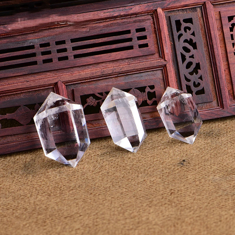 

25mm-30mm 1 Piece Natural White Quartz Crystal Double Wand Points Healing Cure Gemstone DIY natural stones and minerals T265