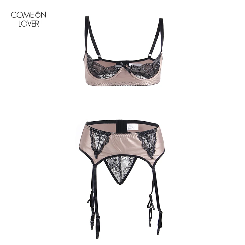 Comeonlover Plus Size Faux Leather Open Cup Bra Set Open Crotch Lingerie Underwear with Garter Belt RT80313 Lace Lingerie Set Comeonlover Plus Size Faux Leather Open Cup Bra Set Open Crotch Lingerie Underwear with Garter Belt RT80313 Lace Lingerie Set