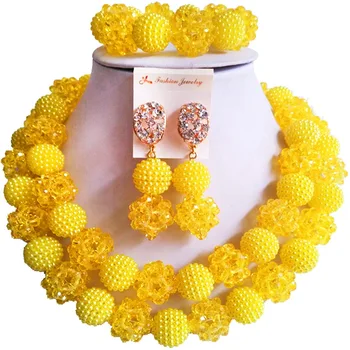 

Pretty Yellow African Style Women Crystal Romantic Bridal Jewelry Sets for Engagement 2C-ZZSJ-09