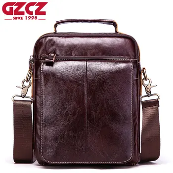 

GZCZ High Quality Men Genuine Leather Crossbody Bags Cover Mens Bag Fashion Male Handbags Interior Slot Pocket Man Shoulder Bags