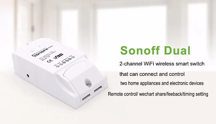 Itead Sonoff Двойной Wi-Fi умный переключатель 10A 220 В Беспроводной интеллектуальный Diy таймер домашняя Автоматизация Контролируемая работа Alexa Google