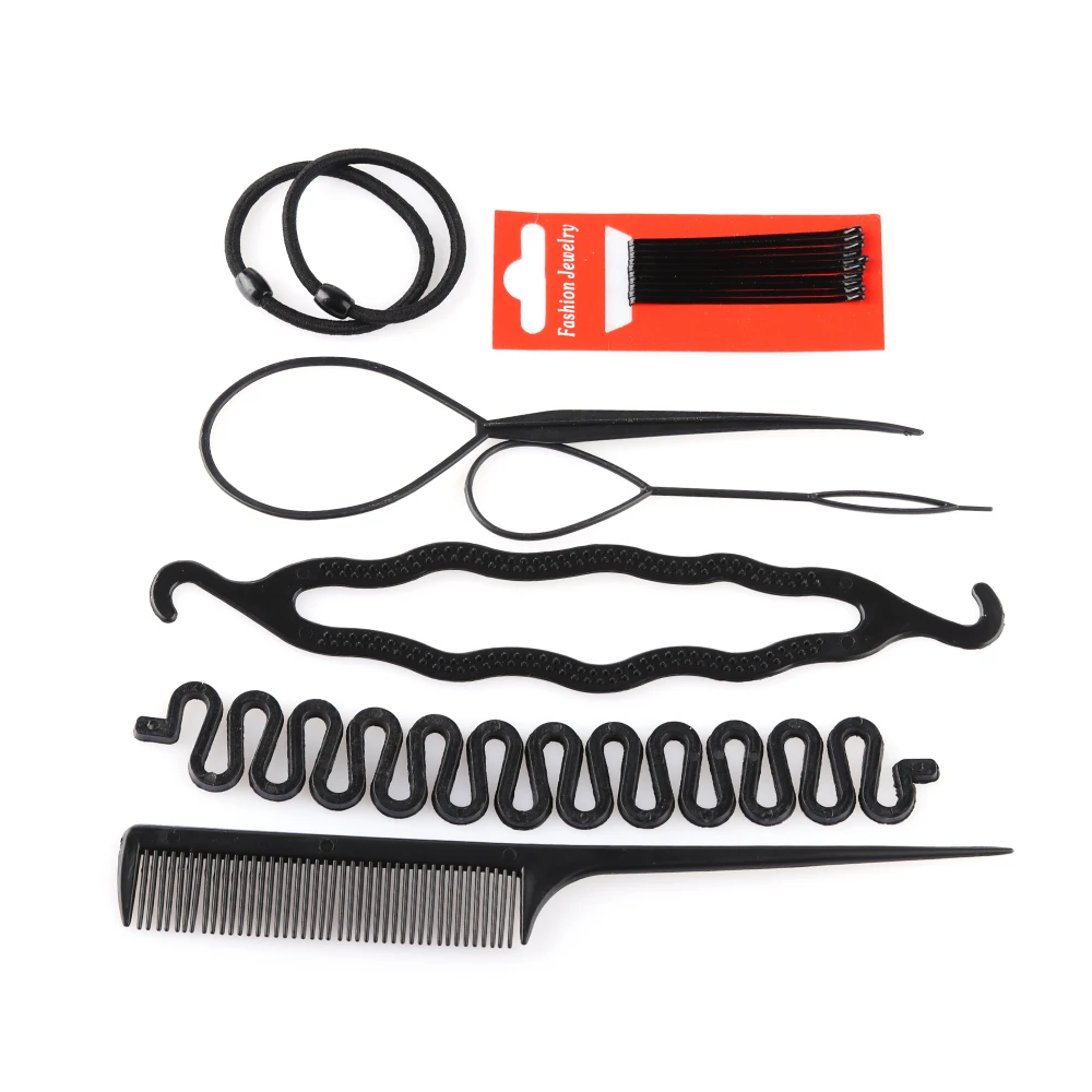 

8 Pcs Fashion Magic Hair Braiding Twist Curler Styling Holding Needle Ponytail DIY Tool Bun Maker Hair Clip Barber Maker Tool