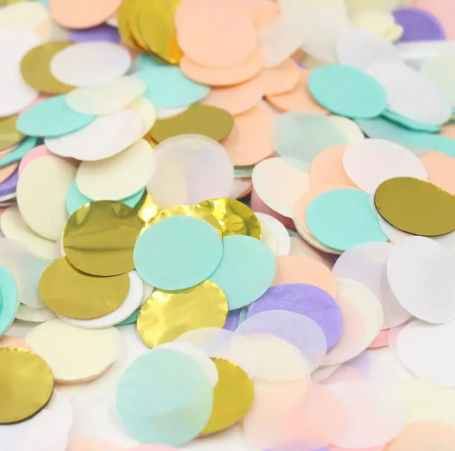 50g/bag Pastel and Gold Confetti Peach Mint Pink Gold confetti bag Bridal Shower Party Supplies