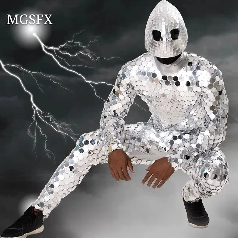 Mirror jumpsuit mirror man dance suits Mirror Costume for