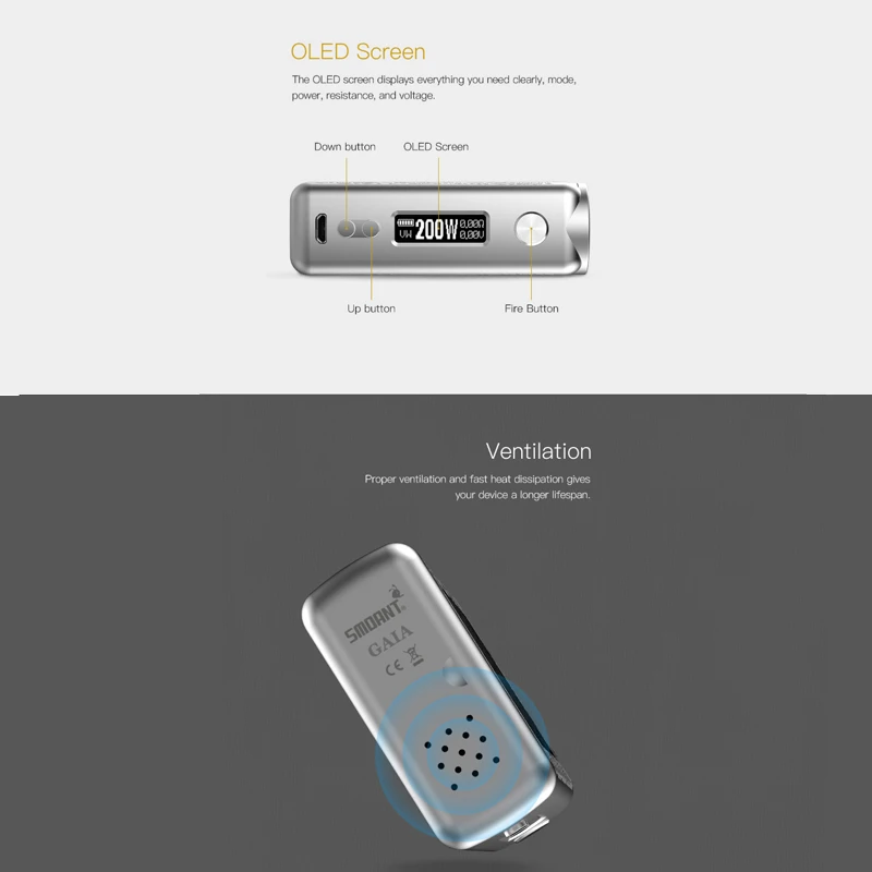 Smoant Gaia 200W Elegant TC Box Mod 4