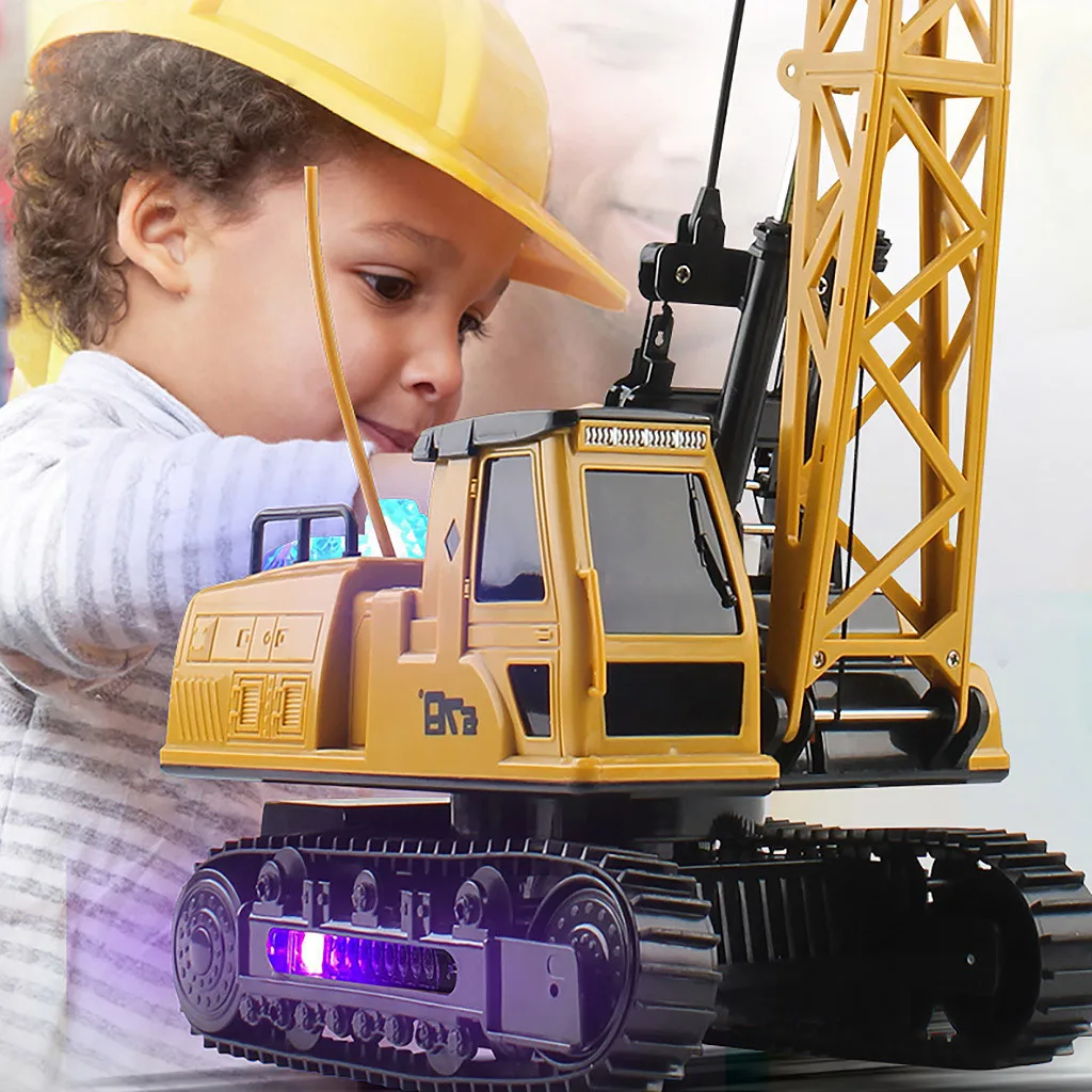 12-канальный кран с дистанционным управлением, Батарея радио с питанием от Управление строительный кран со светодиодными огнями и звук игрушки для детей