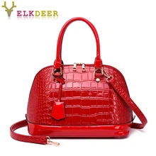2019 new Shell small bag female high quality portable handbags fashion crocodile pattern shoulder Messenger bag Red Brown Black 2019 new Shell small bag female high quality portable handbags fashion crocodile pattern shoulder Messenger bag Red Brown Black