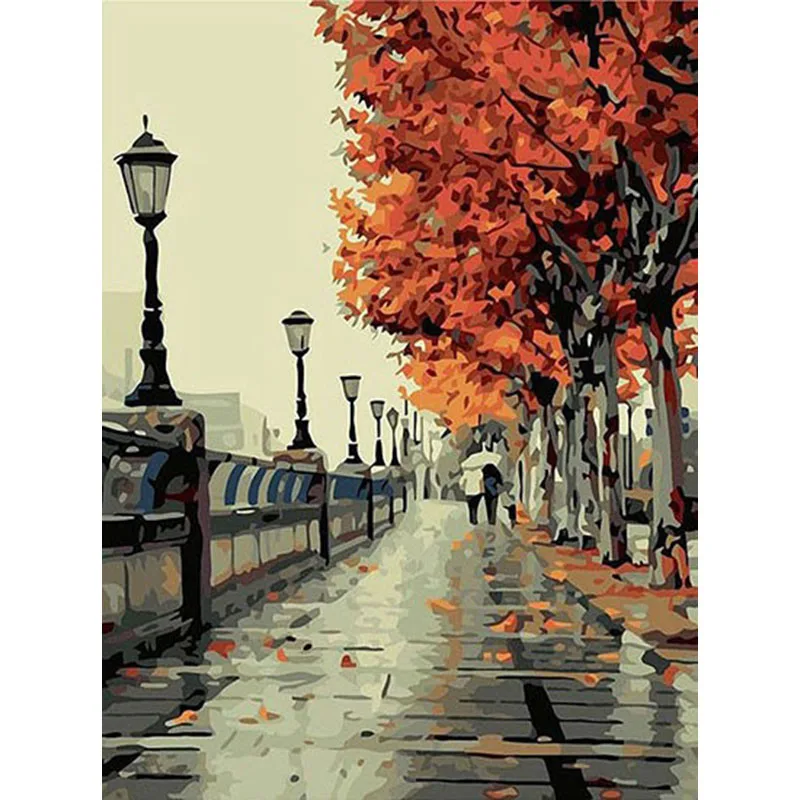 

ArtSailing pictures by numbers Autumn Maple Park Street View paintings by numbers A painting for the wall with DIY Frame NP-024