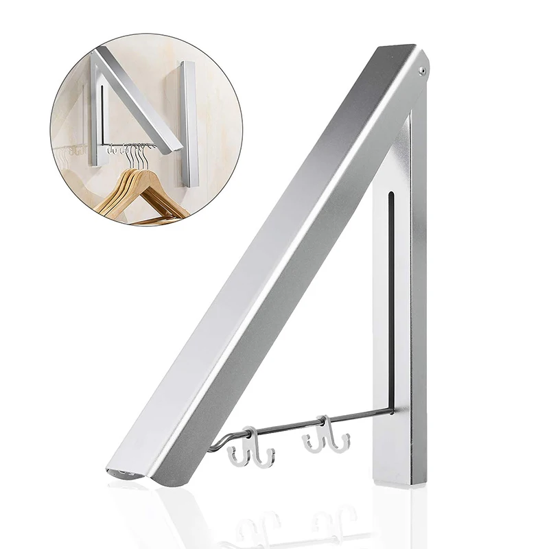 

Folding Hanger Wall Mount Invisible Clothes Hanger Aluminum Clothes Drying Rack Space saving Creative Clothes Organizer
