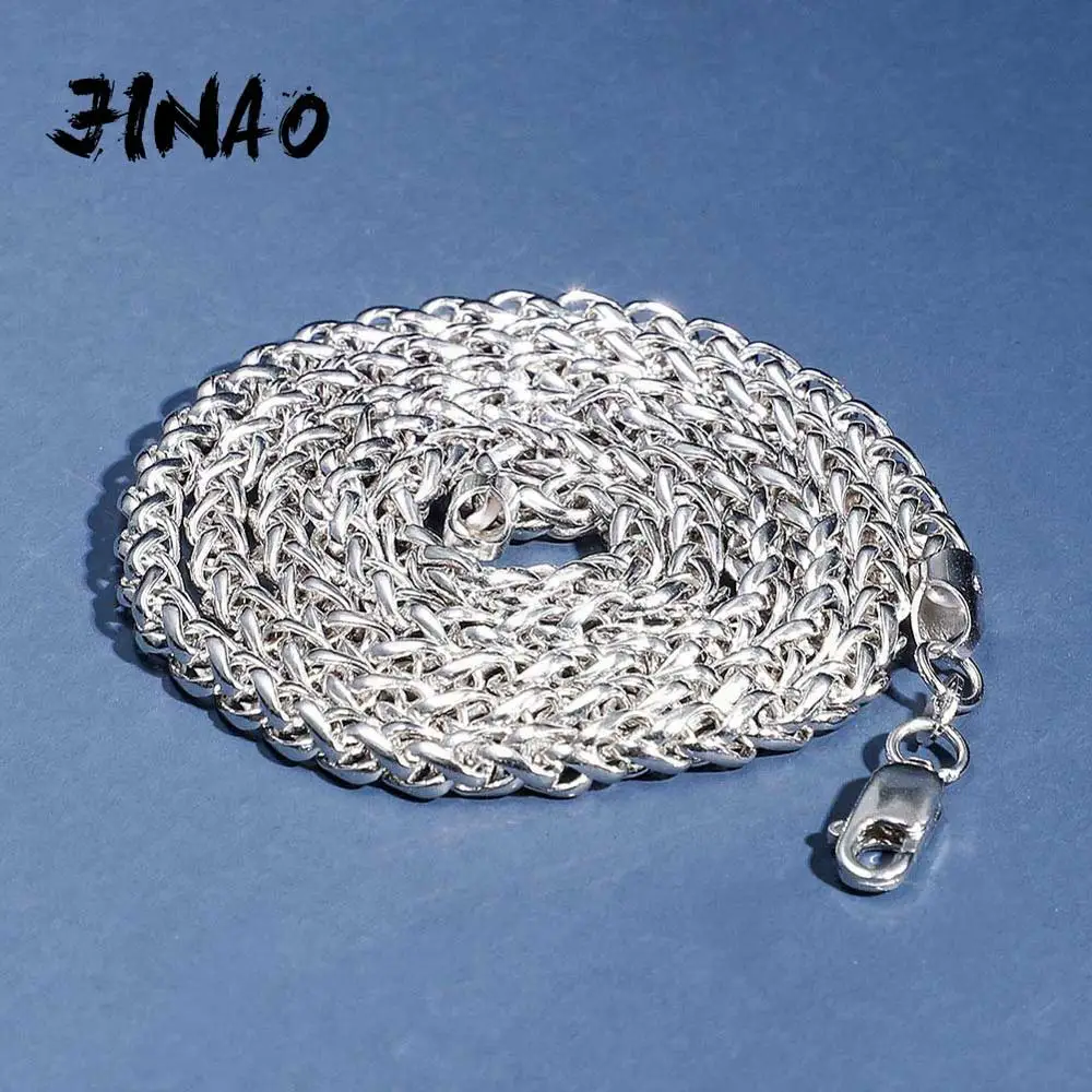 

JINAO New Fashion 925 Sterling Silver Men's Necklace Bling Iced Out Hip Hop Rock Link Franco Rope Cuban Chain Necklace For Gift