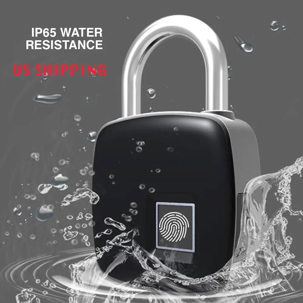 

US Shipping USB Charging Fingerprint Lock Smart Waterproof Safety Lock Security Cabinet Locks for Office Keyless Security Safety