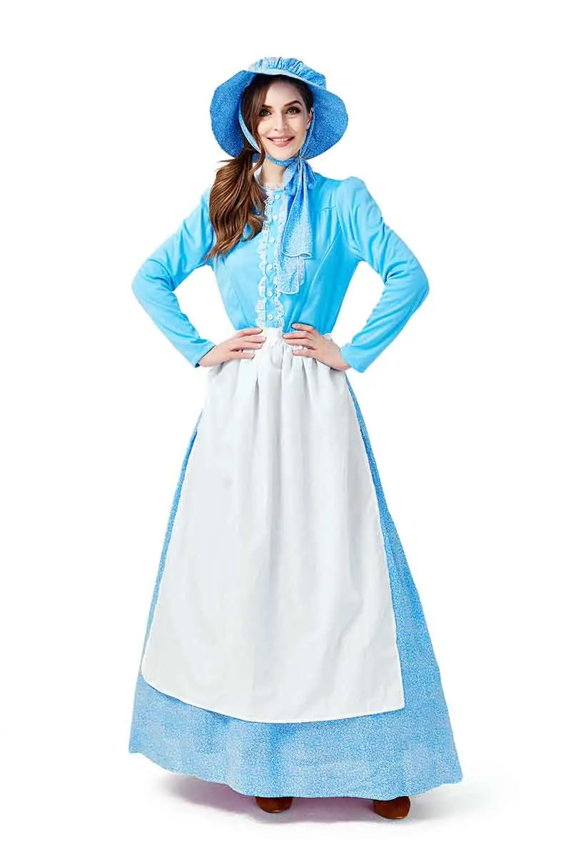 Adult Kids Colonial Costume Women's Pioneer Woman Cosplay Halloween