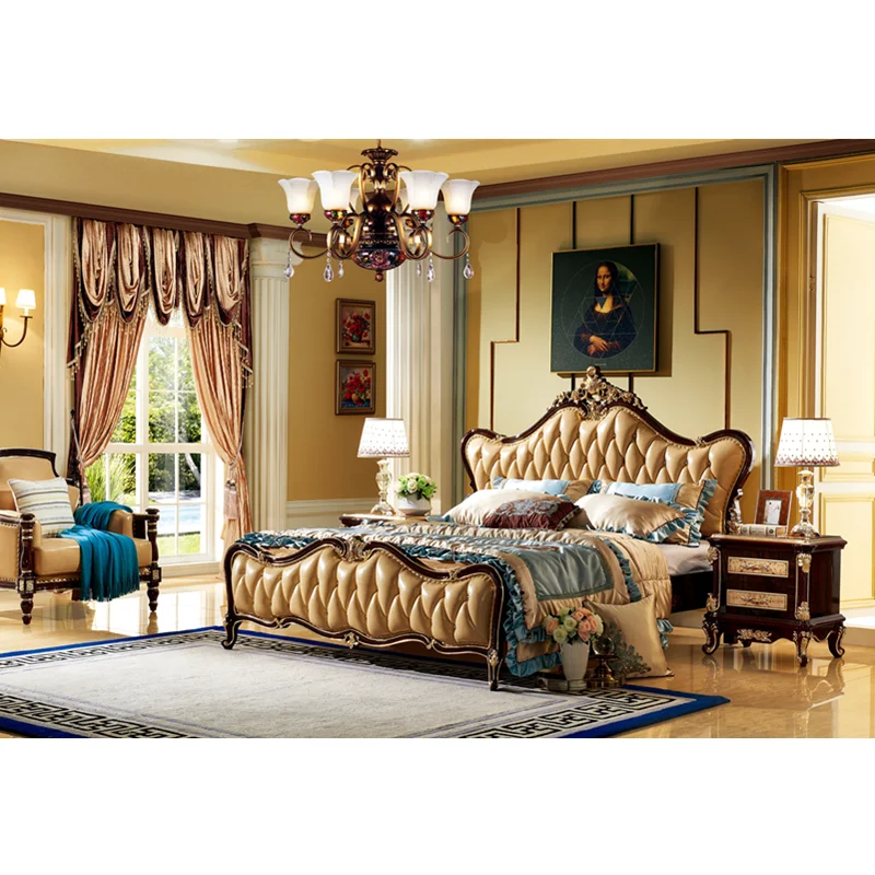 Китайский золотой поставщик Античный Ретро стиль кровать из твердой древесины