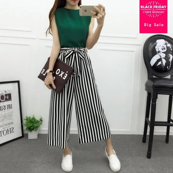 

High waist chiffon wide leg pants female 2018 summer new loose casual pants pleated straight thin section pants L776 Wholesale