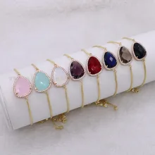 10 шт. женские браслеты смешанных цветов камень металлический браслет-цепочка граненый камень ювелирный браслет драгоценные камни ювелирные изделия для женщин 2677